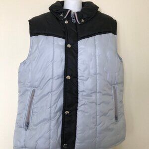 Pedigree Black  Silver Puffer Vest Vintage 80s Made in Canada 40 Chest